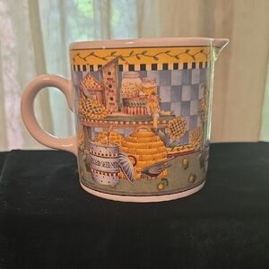 Debbie Mumm Creamer Garden Vignette Birds Birdhouse Beehive‎ Basket 8 Oz
